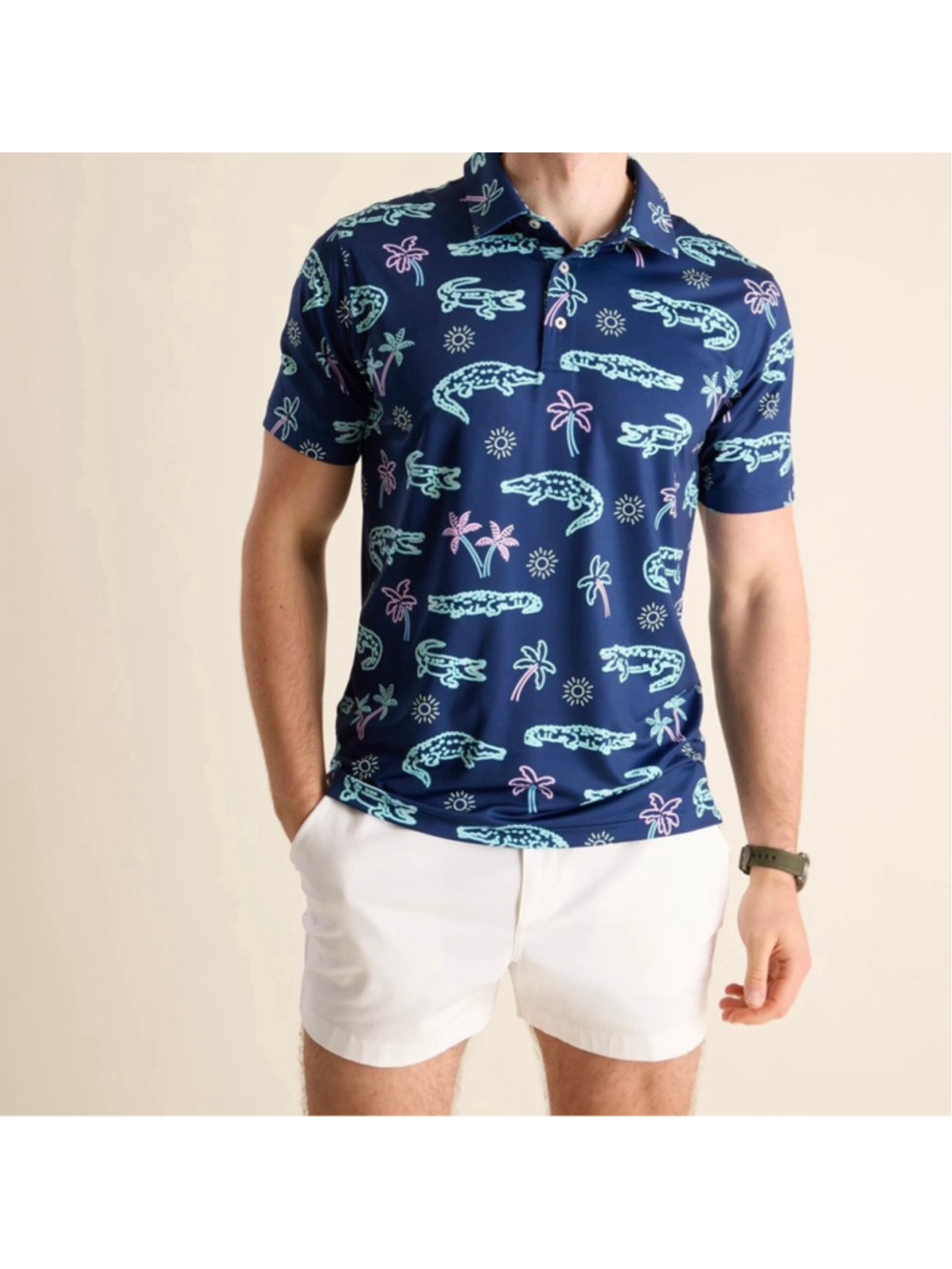 Cubbies The Neon Glade performance polo navy blue alligator palms men’s XXL